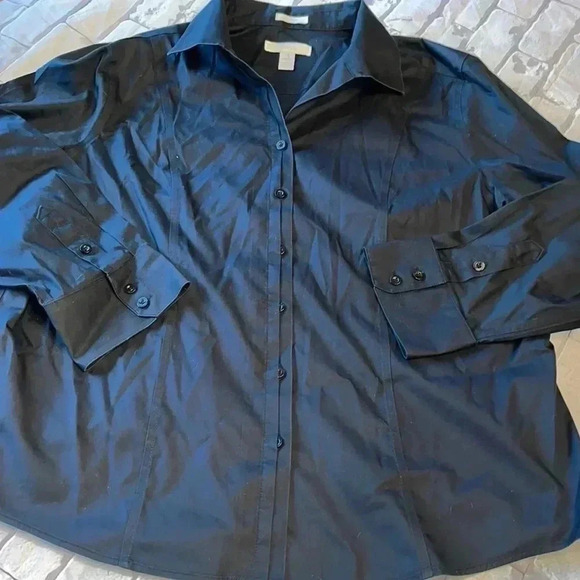 CHICOS no iron button down black size large shirt - Picture 1 of 4